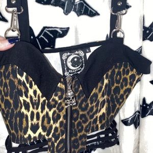 Killstar leopard print zip up crop